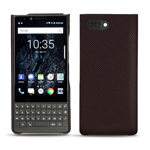 Coque cuir pour Blackberry Key2 - Coque arrière - Cuir Addiction - Marron - NOREVE