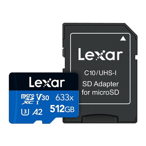 Lexar High Performance - Carte mémoire flash - 512 Go - A2 / Video Class V30 / UHS-I U3 / Class10 - SDXC UHS-I