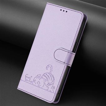 Coque Portefeuille Flip Pour IPhone 11 Pro Max - Motif Chat Et Fleurs Violet, Protection Complète, Marque Odeydo