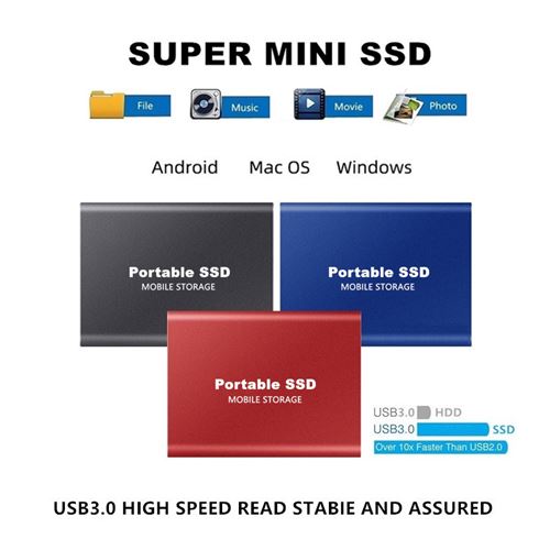 SSD externe haute vitesse 4 To, disque dur SSD mobile 1 To 2 To