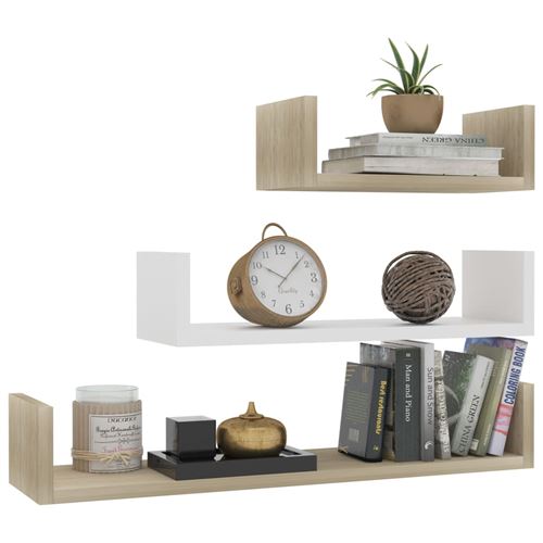 VidaXL Étagères murales 3 pcs Blanc et chêne sonoma Aggloméré