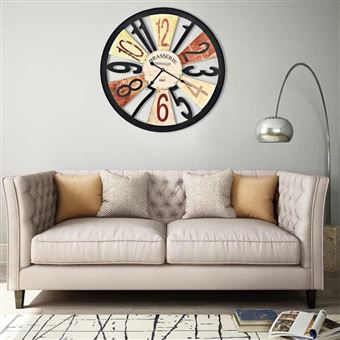 vidaXL Horloge murale Métal 60 cm Multicolore - 1