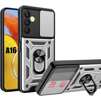 Coque pour Samsung Galaxy A16 4G/5G, Bumper Rigide Antichoc avec Support Arrière et Protection Caméra - Argenté - BOOLING - 1
