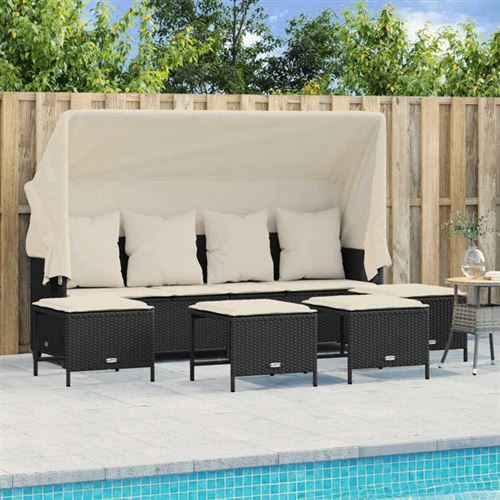 Non Communiqué Noir Vidaxl Salon De Jardin 5 Pcs Avec Coussins Résine Tressée, Ensemble De Canapés D'extérieur, Salon De Jardin, Ensemble 3261563