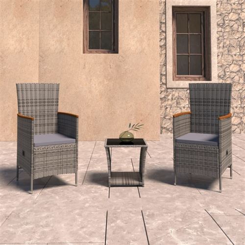 Non Communiqué Gris Salon De Jardin Vidaxl Bois 3 Pieces 2 Personnes