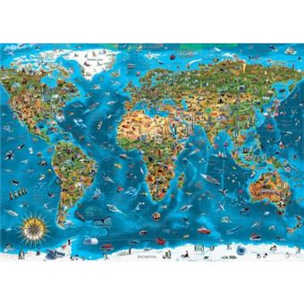 Puzzle adulte géant carte du monde : les plus belles merveilles - 12000 ...