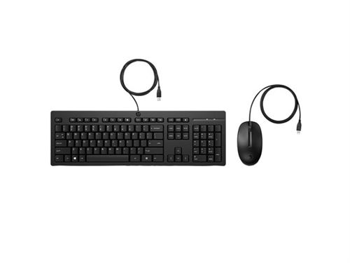 HP 225 - Ensemble clavier et souris - ambidextre, disposition en 3 zones, course de touche standard - 100% - full size - USB - Français - noir État correct - N/A reconditionné disponible sur Fnac