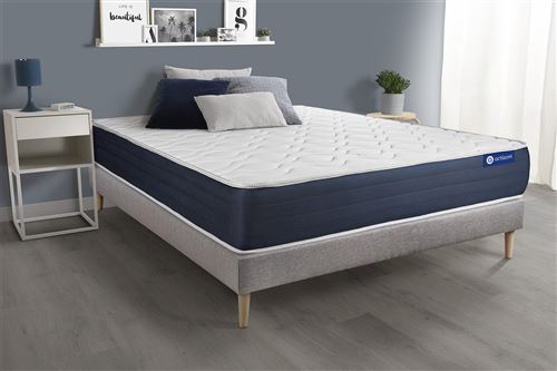 Matelas + sommier 140x190 ressorts ensach&eacute;s et m&eacute;moire de forme ACTISOM - Actiflex sleep