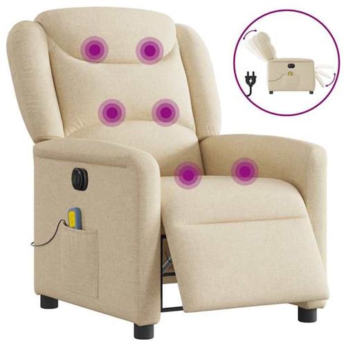 Vidaxl Fauteuil De Massage, Relaxation Électrique Réglable Tissu Crème - Image 2