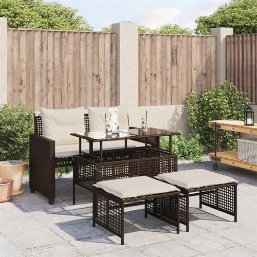 Non Communiqué Marron Ensembles De Bancs. Canapes Et Tables De Jardin Vidaxl Resine Tressee 4 Pieces 3 Personnes