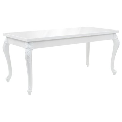 vidaXL Table de salle à manger 179x89x81 cm Blanc brillant