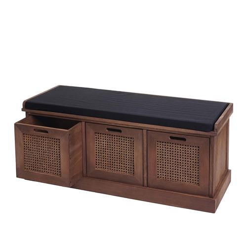 Banc MENDLER HWC-J49 47x110x40cm marron rembourrage noir