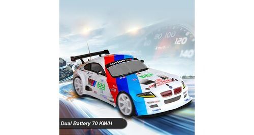 1:10 40 km / h rc voiture 4 roues motrices double batterie haute puissance led phare camion de course blanc