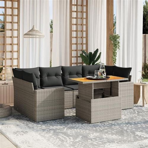 Non Communiqué Gris Salon De Jardin Modulable Vidaxl 6 Personnes 7 Pieces Rotin 62 X 62 X 69 Cm