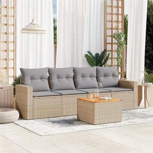 Non Communiqué Beige Salon De Jardin Modulable Vidaxl Resine Tressee 5 Pieces X 65.5 X 69 4 Personnes