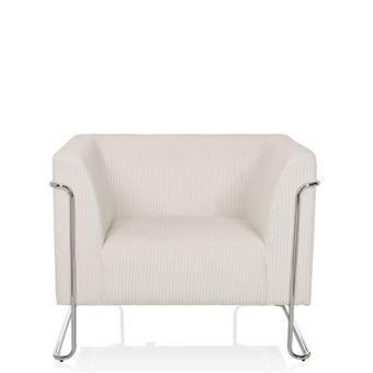Fauteuil Lounge Curacao Cord 1-Place Tissu Blanc hjh OFFICE - 1