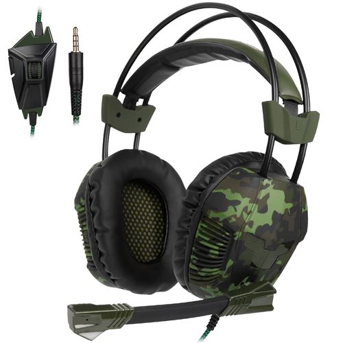 Gaming Casque Headset Sades SA921PLUS-BG camouflage vert