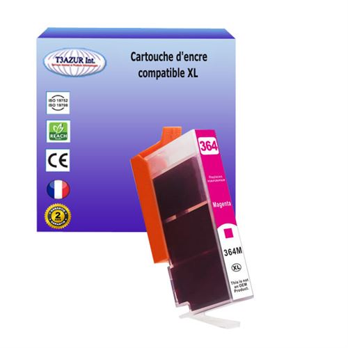 Cartouche compatible avec HP PhotoSmart 5524, 5525, 6510, 6520, 7510,7520 remplace HP 364XL ( CB324EE ) - Magenta - T3AZUR