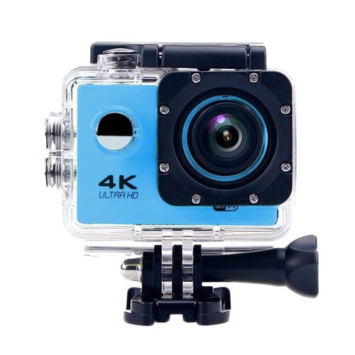Cam&eacute;ra Etanche 4K Sport Ecran LCD 2' Pouces Option Slow Motion Wi-Fi HDMI Bleu + SD 32Go