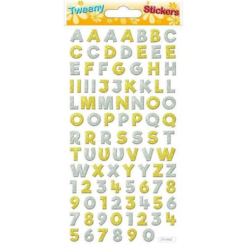 Stickers Tweeny - Alphabet et chiffres - Or et Argent
