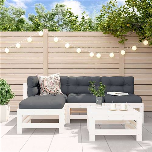 Vidaxl Blanc Salon De Jardin 5 Pcs - Image 2
