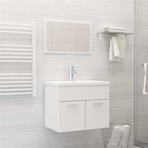 vidaXL Ensemble de meubles de salle de bain Blanc Aggloméré