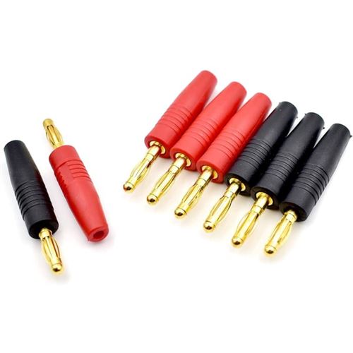 5 Paires de Connecteurs Banane 4mm pour Batteries RC Lipo Dorés Adaptés pour WLtoys 144001, Boîtier de Batterie, Rouge et Noir, Plastique