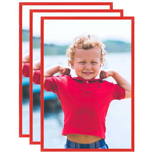 vidaXL Collage de cadres photo 3 pcs au mur table Rouge 10x15 cm MDF