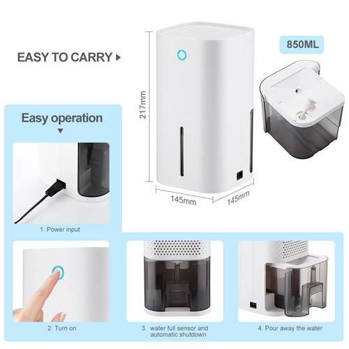 Cosylife Nouveau déshumidificateur portable premium et purificateur d'air 2  en 1 pour la maison pour la pièce pour le placard Absorbeurs d'humidité  muets Sécheur d'air