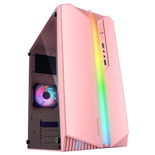 Mars Gaming MC-S1 Boîtier PC Micro-ATX ARGB USB 3.0 avec Fenêtre Rose - Image 3