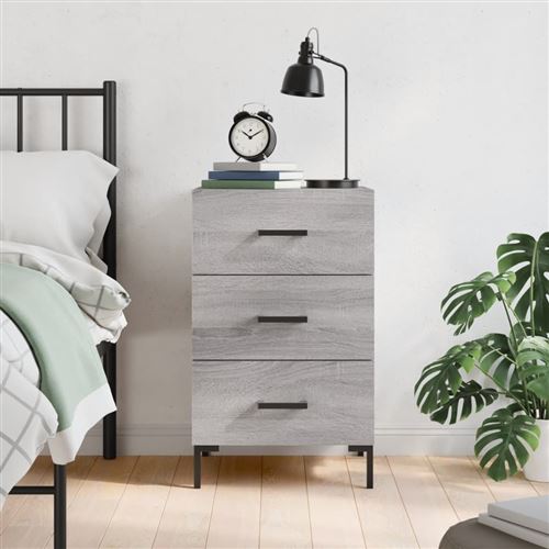 vidaXL Table de Chevet, Table de Nuit avec Tiroir, Armoire de Chevet, Meuble de Rangement Salon Chambre à Coucher, Moderne, Sonoma Gris Bois d'Ingénierie