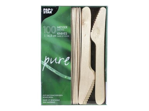 PAPSTAR pure - Couteau - 16.5 cm - jetable (pack de 100)
