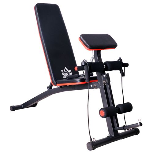 HOMCOM - appareil abdominaux - acier ABS - 160x54x106cm - Noir Rouge