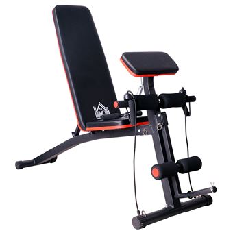 Banc De Musculation Pliable Inclinable Reglable 153l X 53l X 102h Cm Sangles Elastiques Support Halteres Inclus Acier Noir Rouge Musculation Achat Prix Fnac