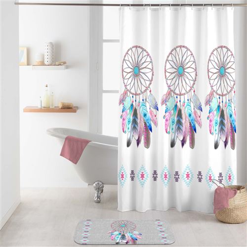 rideau de douche avec crochets 180 x 200 cm polyester imprime amerindien