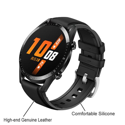 GENERIQUE - Bracelet de montre pour Huawei Watch GT 2 46mm - Cuir - Noir - Image 2