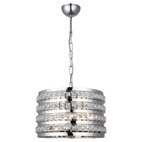 HOMEMANIA Lampe à Suspension Area - Lustre - Lustre de plafond - Chrome en Métal, Cristal, 35 x 35 x 65 cm, 1 x E27, 40 W