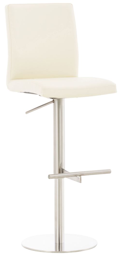 CLP Tabouret de bar Cadiz en similicuir , Acier inoxydable/Cr&egrave;me