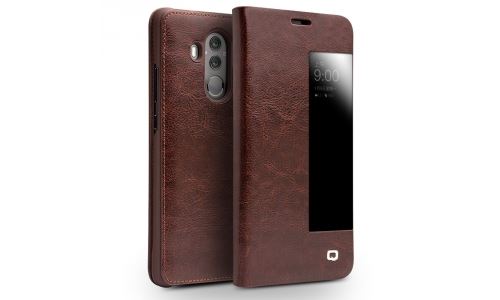 Etui Premium Qialino en cuir Mate-10 PRO coloris marron