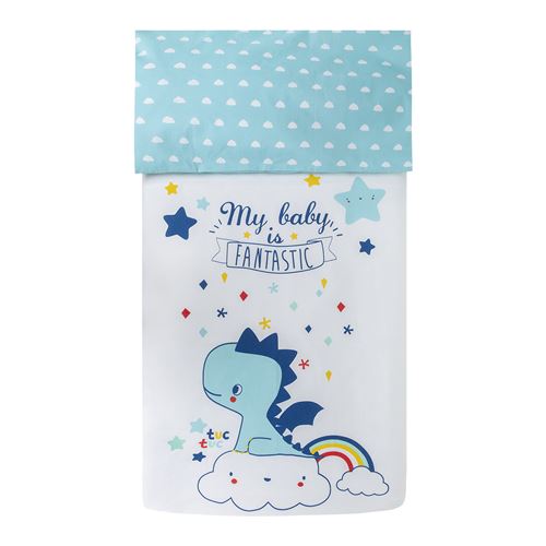 Couverture Berceau+Couverture Taie D'Oreiller Bleu Tuc Tuc Colección Enjoy & Dreams Bleu