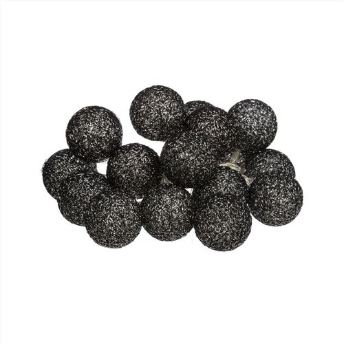 Guirlande Led 16 Mini Boules 240cm Noir Pailleté