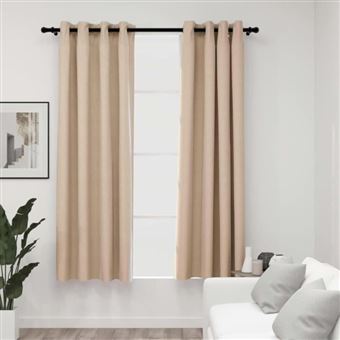 vidaXL Gordijnen linnen-look verduisterend ogen 2 st 140x175 cm beige321208 - 1