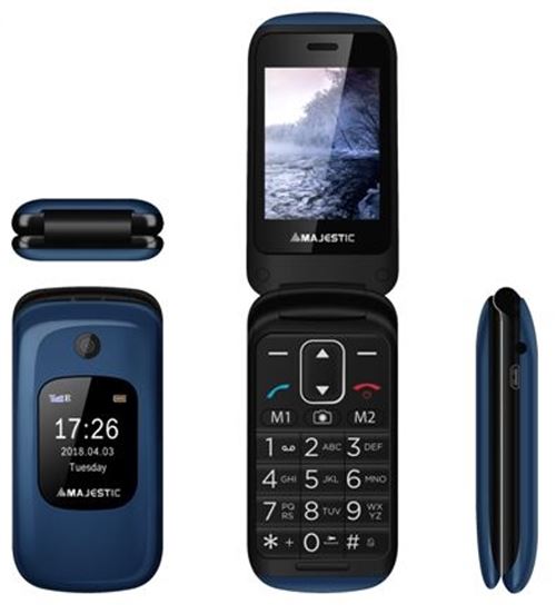 seniorphone bleu avec afficheur tft double couleur