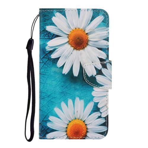 Etui en PU impression de motif magnétique avec support et sangle fleurs blanches pour votre Xiaomi Mi 10/10 Pro