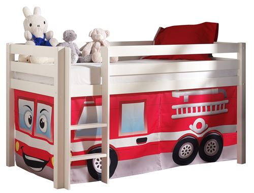 Paris Prix - Lit Enfant pino Pompier 90x200cm Blanc