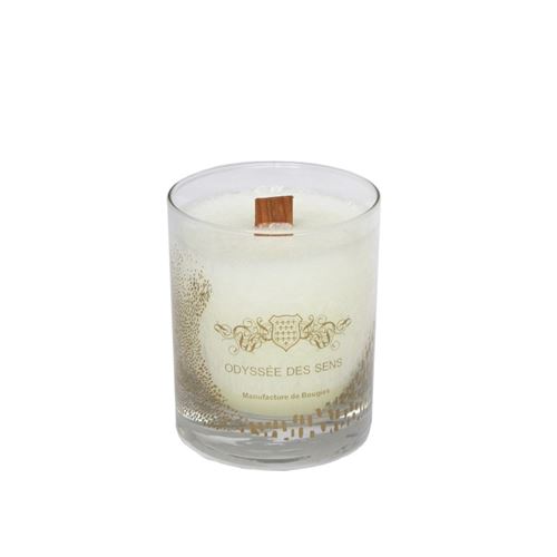 Bougie avec mèche bois 180g fleur de coton odyssée des sens