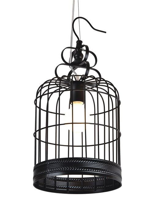 Paris Prix - Lampe Suspension Vintage cage 25cm Noir
