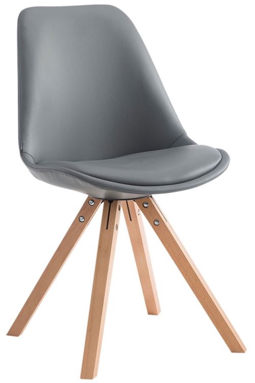 Chaise de salle à manger Laval pieds carrés nature - Siège Gris