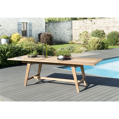 HARRIS - Table de jardin 8/10 personnes - rectangulaire scandi extensible 180/240x100x75 cm en bois Teck