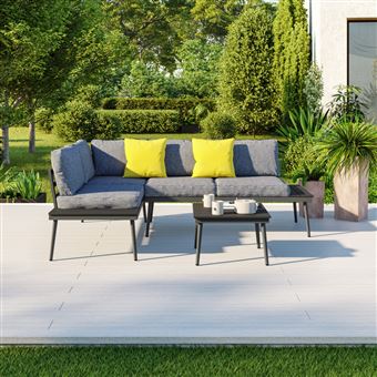 Avril Paris Salon D Angle De Jardin Design Aluminium Couleur Gris Alto Mobilier De Jardin Achat Prix Fnac